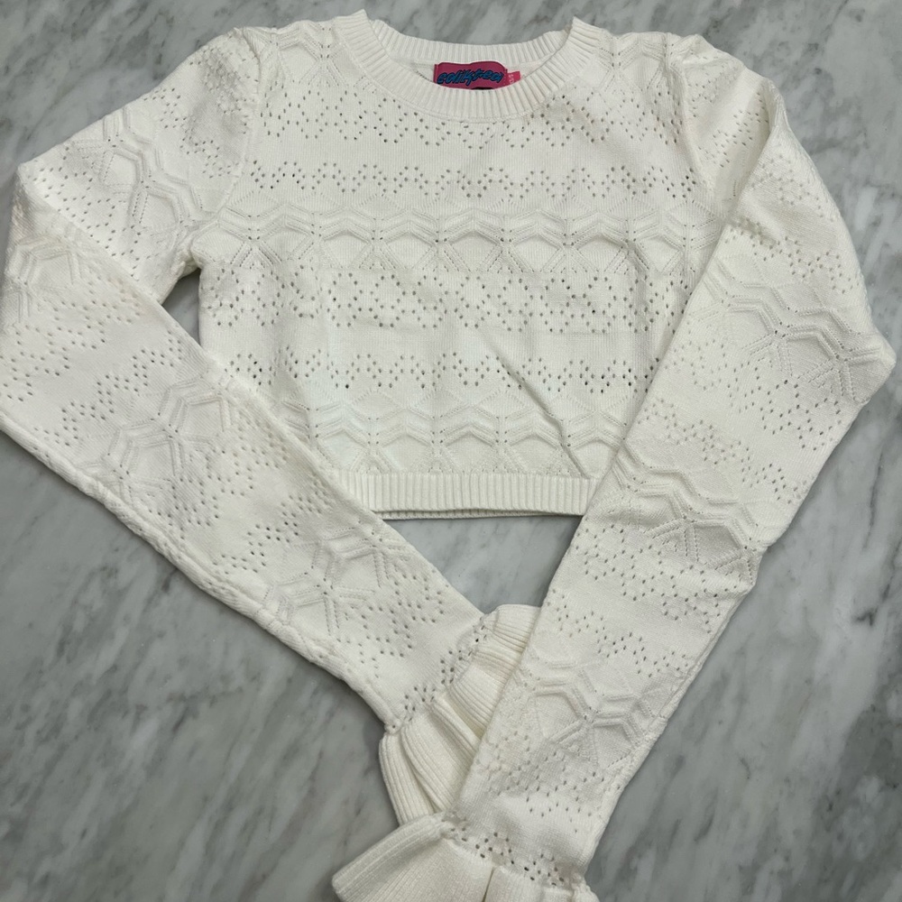 Edikted White Cropped Sweater